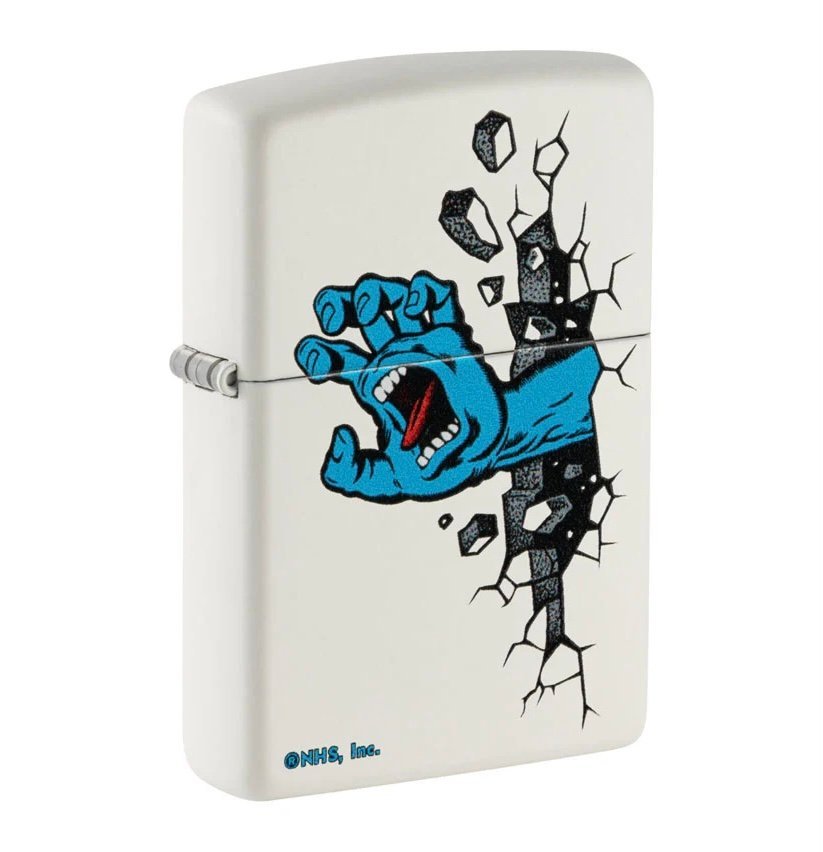 Santa Santa Cruz Skateboards White Matte Zippo Lighter
