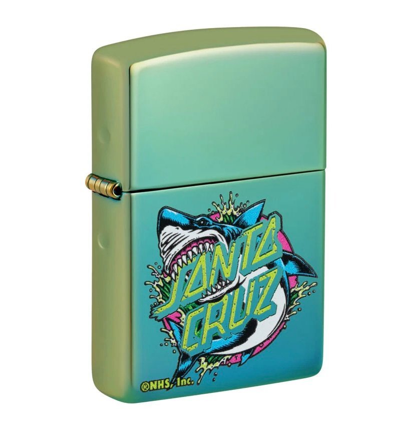 Santa Santa Cruz Skateboards Shark Dot Zippo Lighter – High Polish Teal