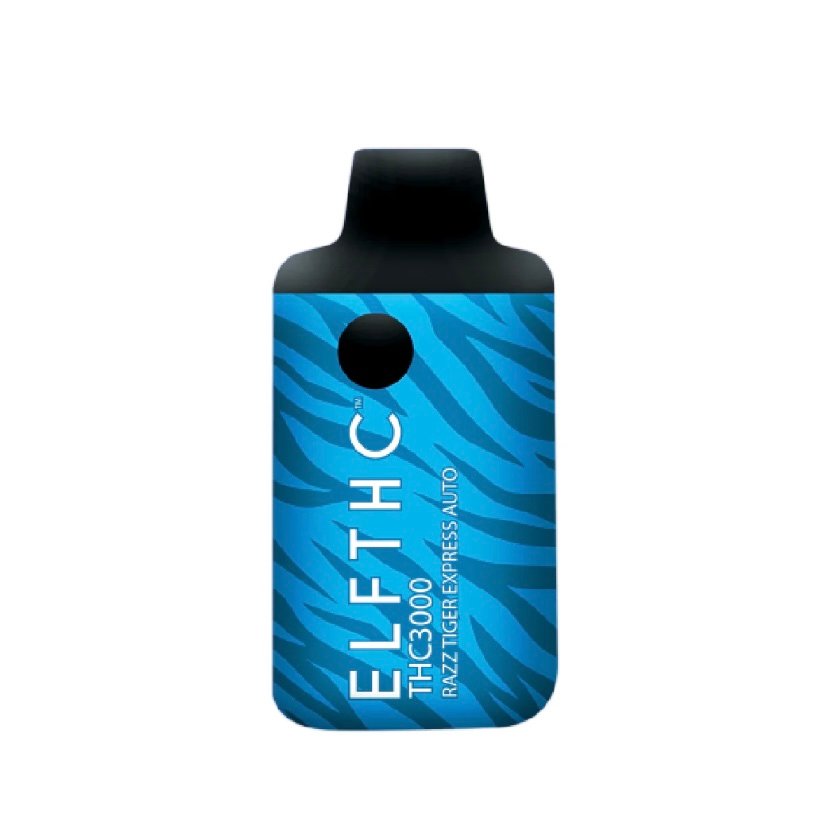Delta 8 Razz Tiger Express Auto High Potency Blend Delta 8 + THC-P + THC-X 3g Disposable By ELF THC