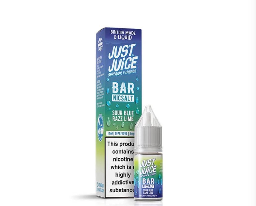 Just Just Juice Bar Range Sour Blue Razz Lime 10ml Nic Salt E-Liquid