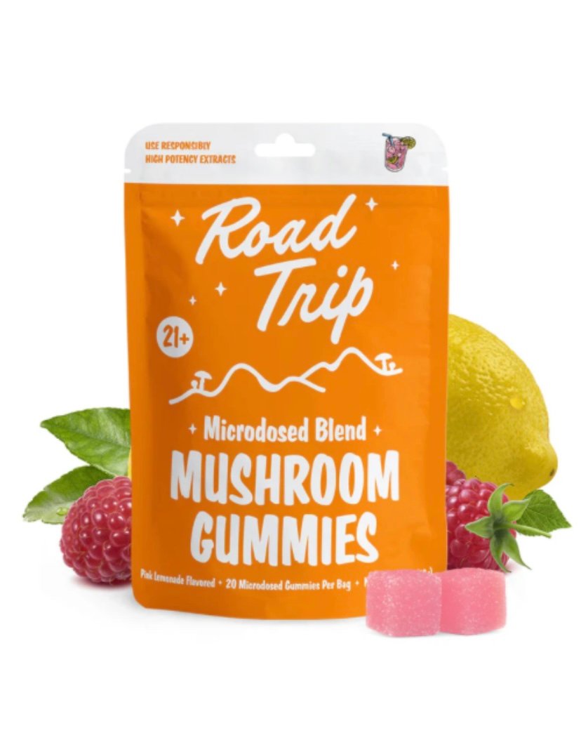 Delta 8 ROAD TRIP - MICRODOSED GUMMIES + FUNCTIONAL MUSHROOMS - PINK LEMONADE