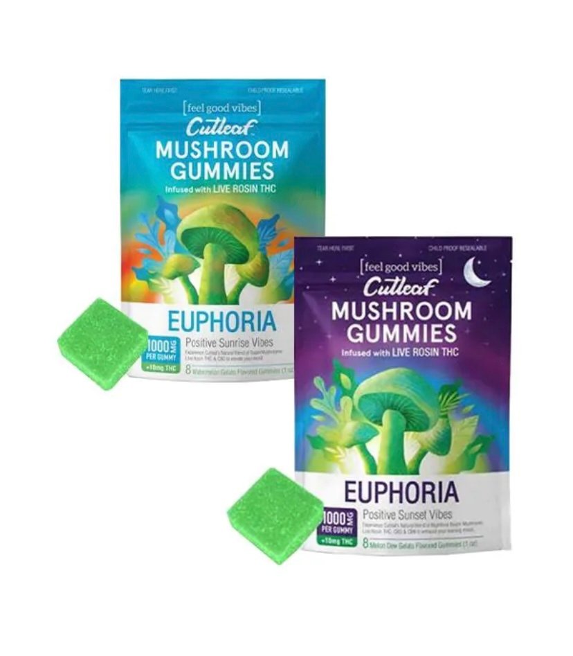 Delta 8 CUTLEAF EUPHORIA LIVE ROSIN THC MUSHROOM GUMMIES 8PCS