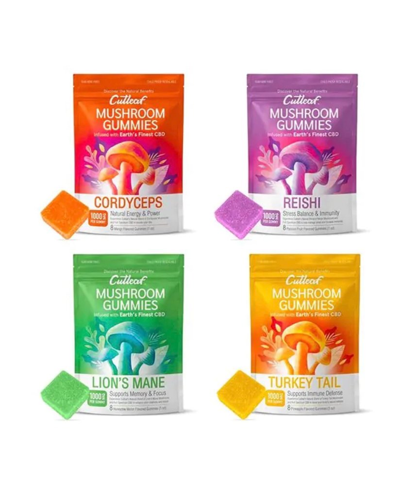 Delta 8 CUTLEAF ZERO THC MUSHROOM GUMMIES 8PCS