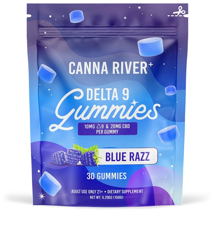 Delta 8 DELTA 9 THC GUMMIES WITH CBD – BLUE RAZZ – CANNA RIVER