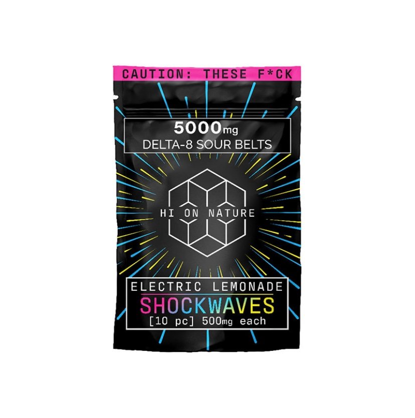 Delta 8 THC GUMMIES – DELTA 8 GUMMIES – ELECTRIC LEMONADE SHOCKWAVES SOUR BELTS – 500MG – BY HI ON NATURE