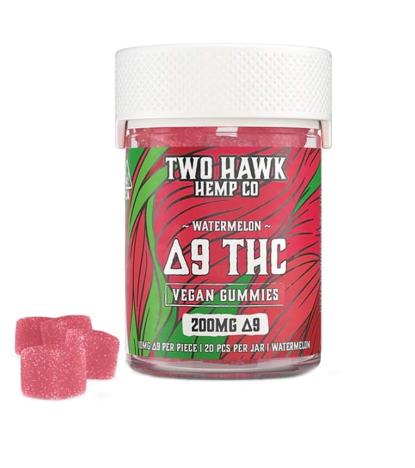 Delta 8 VEGAN DELTA 9 THC GUMMIES – WATERMELON – TWO HAWK EXTRACTS
