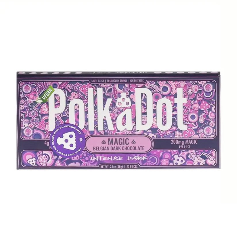 Magic Mushrooms Intense Dark PolkaDot Magic Mushroom Belgian White Chocolate 200mg Magic Per Piece