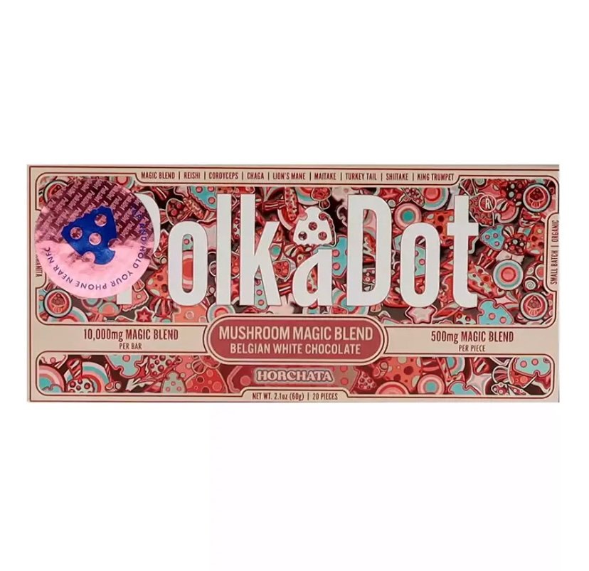 Magic Mushrooms Horchata PolkaDot Magic Mushroom Belgian White Chocolate 500mg