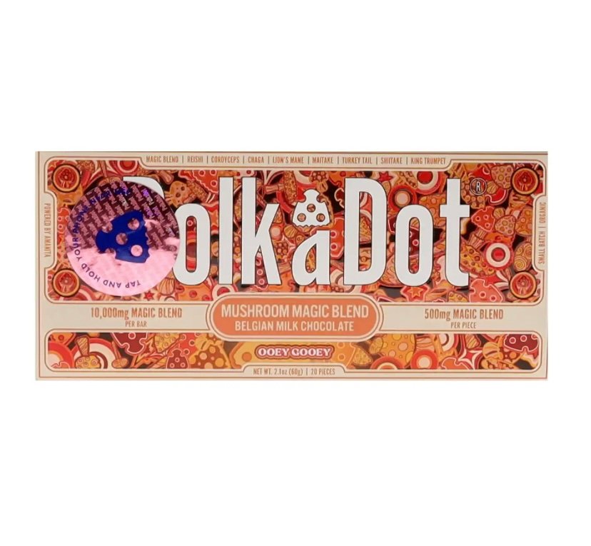Magic Mushrooms Ooey Gooey PolkaDot Magic Mushroom Belgian Milk Chocolate 500mg