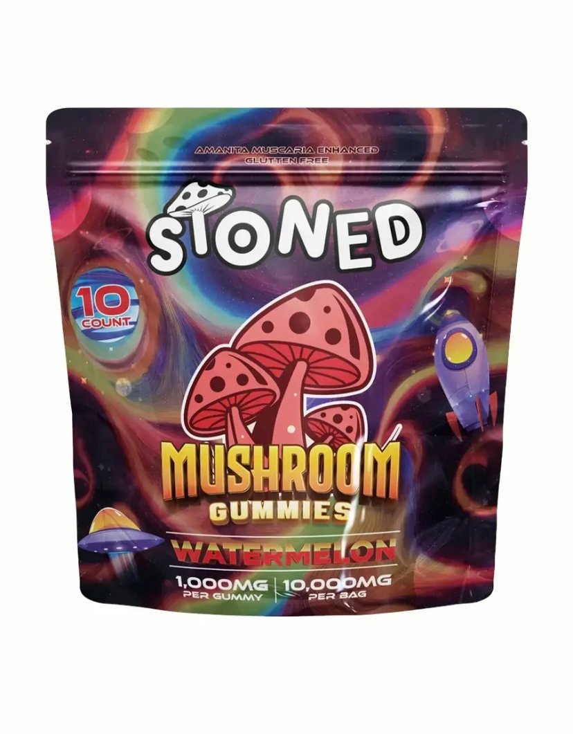 Delta 8 Watermelon STONED Amanita Muscaria Mushroom Gummies 10000MG 10CT