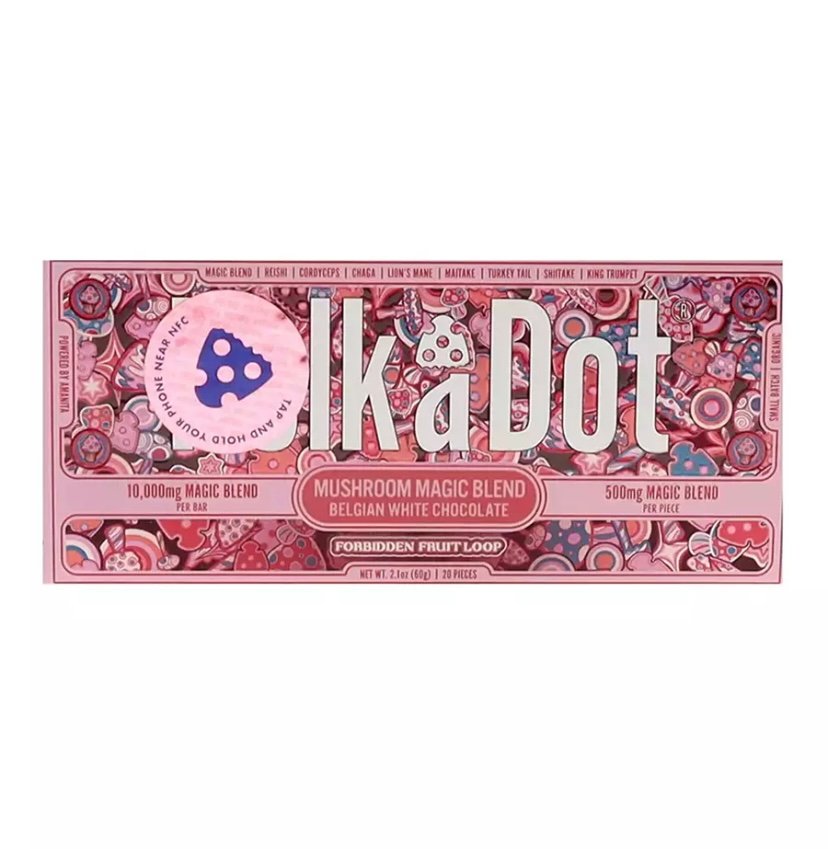 Magic Mushrooms Forbidden Fruit Loop PolkaDot Magic Mushroom Belgian White Chocolate 500mg