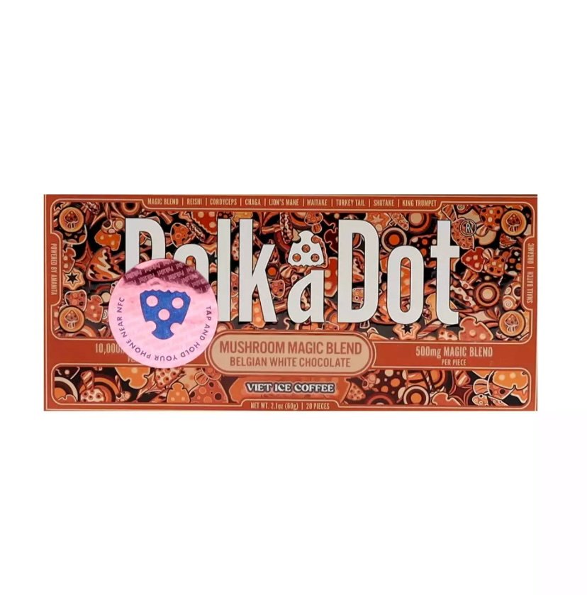 Magic Mushrooms Viet Ice Coffee PolkaDot Magic Mushroom Belgian White Chocolate 500mg