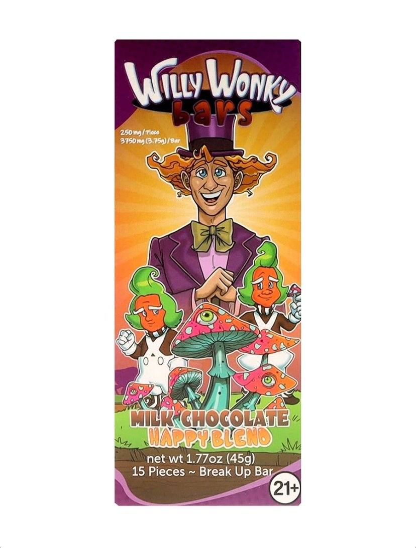 Magic Mushrooms Milk Chocolate Willy Wonky Happy Blend Bars