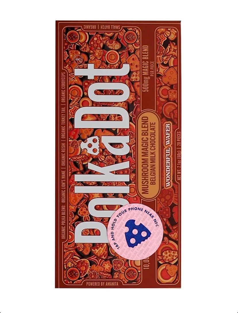Magic Mushrooms Wonderful Wafer PolkaDot Magic Mushroom Belgian Chocolate 500mg