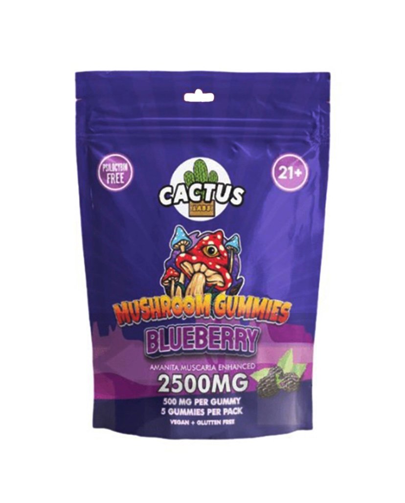 Magic Mushrooms Blueberry Cactus Labs Amanita Muscara Mushroom Gummies 2500mg