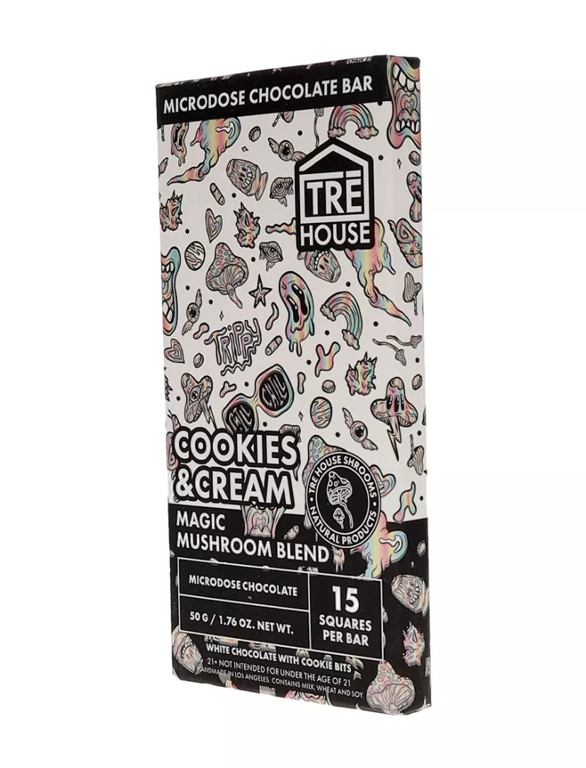 Magic Mushrooms Cookies & Cream Tre House Magic Mushroom Chocolate Bar 50g