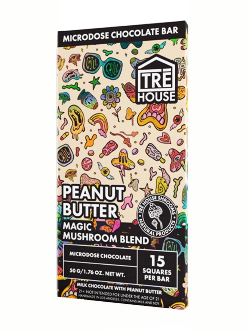 Magic Mushrooms Peanut Butter Tre House Magic Mushroom Chocolate Bar 50g