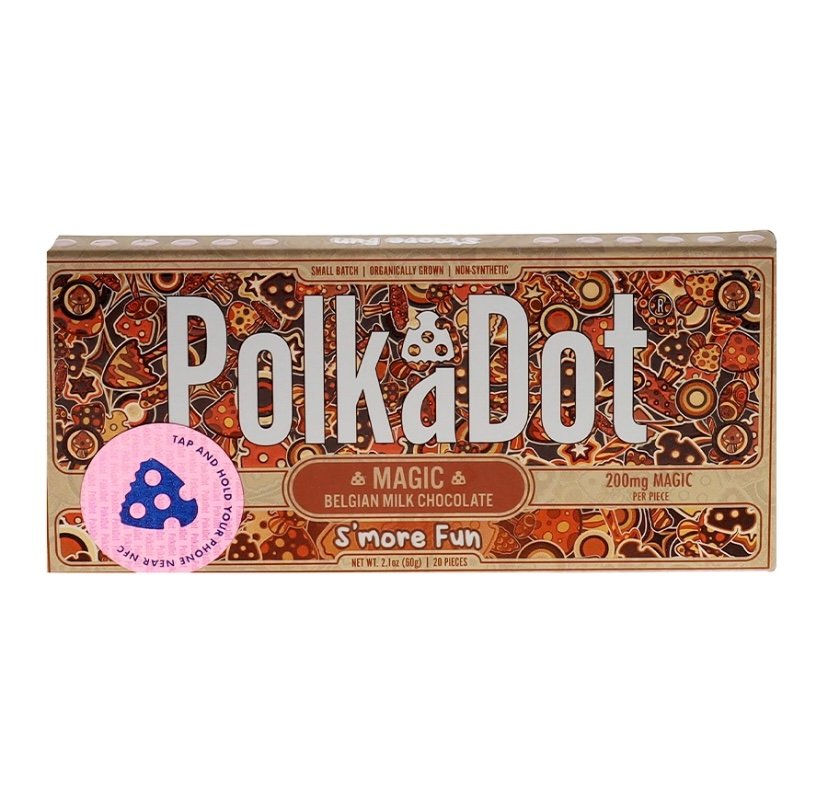 Magic Mushrooms S’More Fun PolkaDot Magic Mushroom Belgian Milk Chocolate 200mg Magic Per Piece