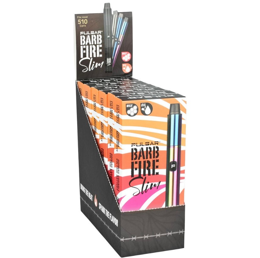 PULSAR PULSAR 6PC DISPLAY – BARB FIRE SLIM VARIABLE VOLTAGE 2-IN-1 VAPE – 800MAH