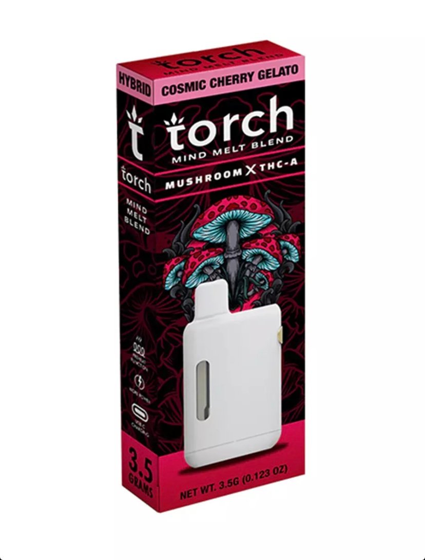 Magic Mushrooms Cosmic Cherry Gelato Torch Mind Melt Mushroom x THC-A Blend Vape 3.5G