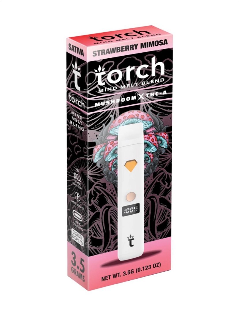Magic Mushrooms Strawberry Mimosa Torch Mind Melt Mushroom x THC-A Blend White Series Vape 3.5G