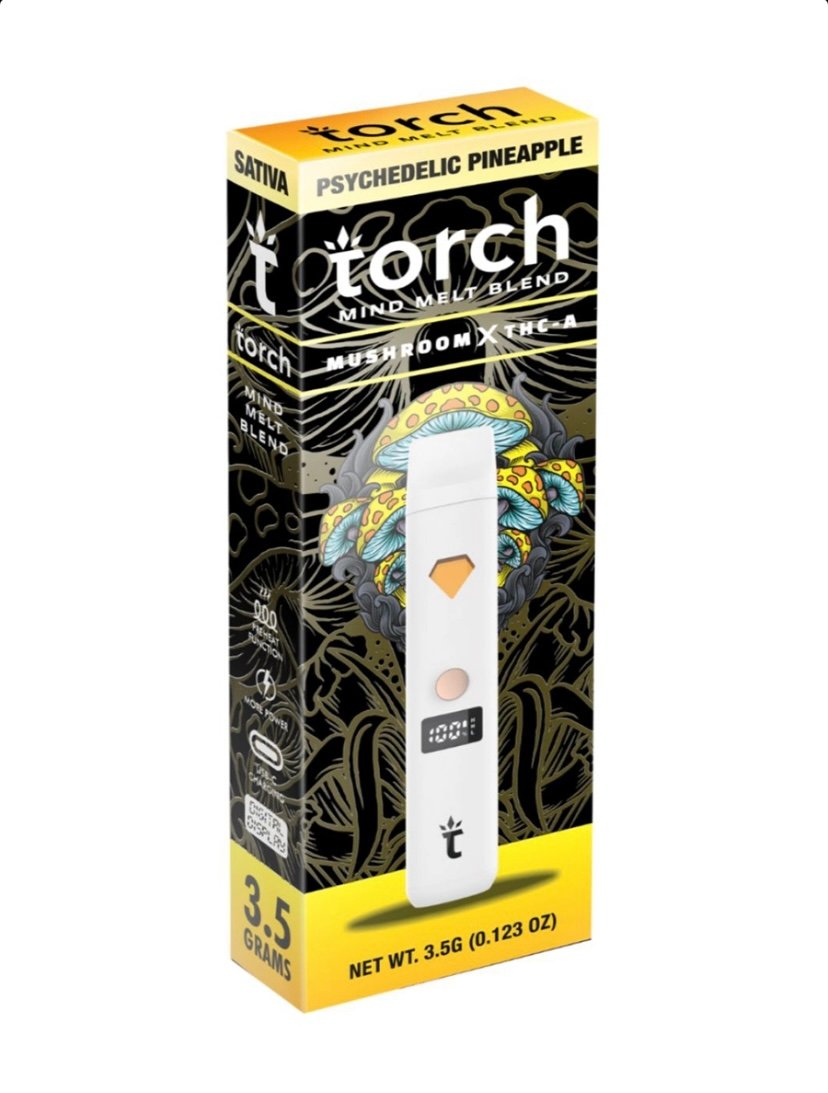 Magic Mushrooms Psychedelic Pineapple Torch Mind Melt Mushroom x THC-A Blend White Series Vape 3.5G