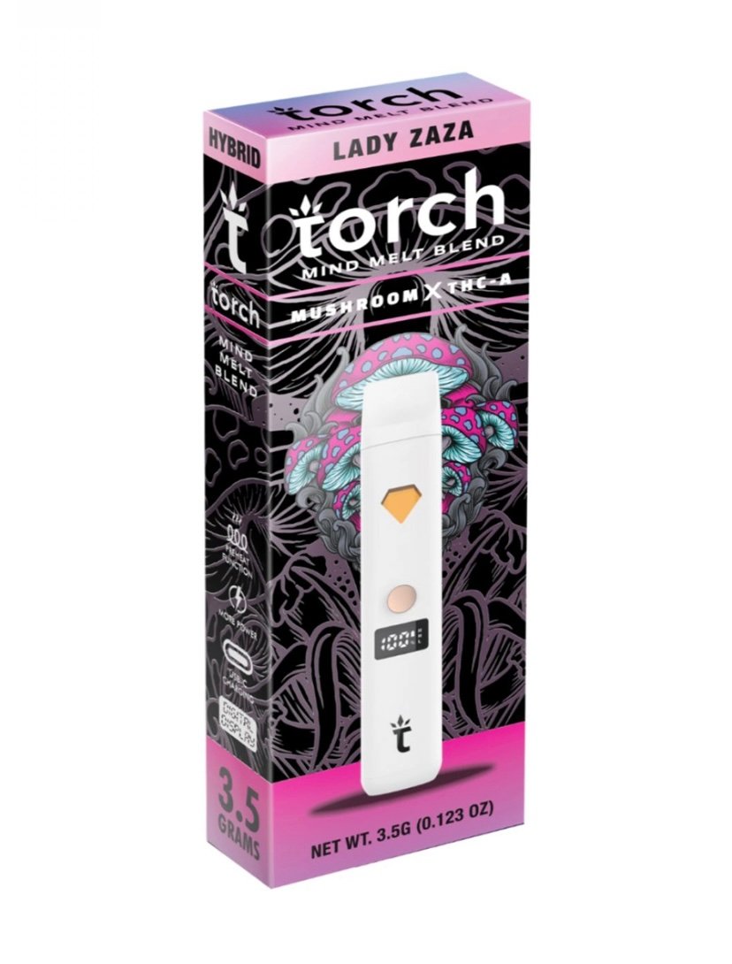 Magic Mushrooms Lady Zaza Torch Mind Melt Mushroom x THC-A Blend White Series Vape 3.5G