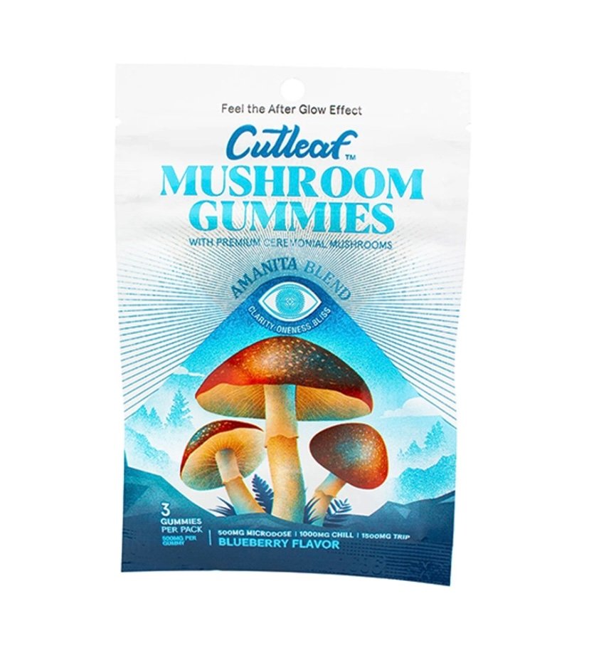 Magic Mushrooms Blueberry Cutleaf Mushroom Gummies Amanita Blend 500mg
