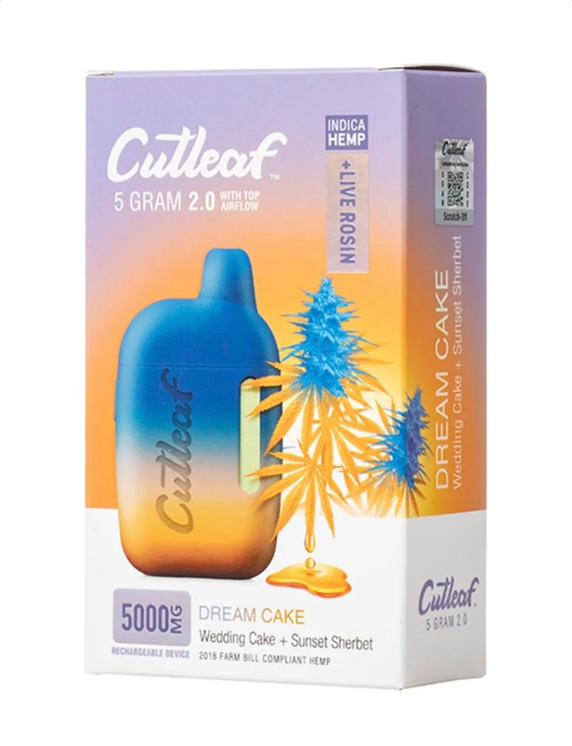 CBD Dream Cake Indica Cutleaf Live Rosin Disposable Vape 5G