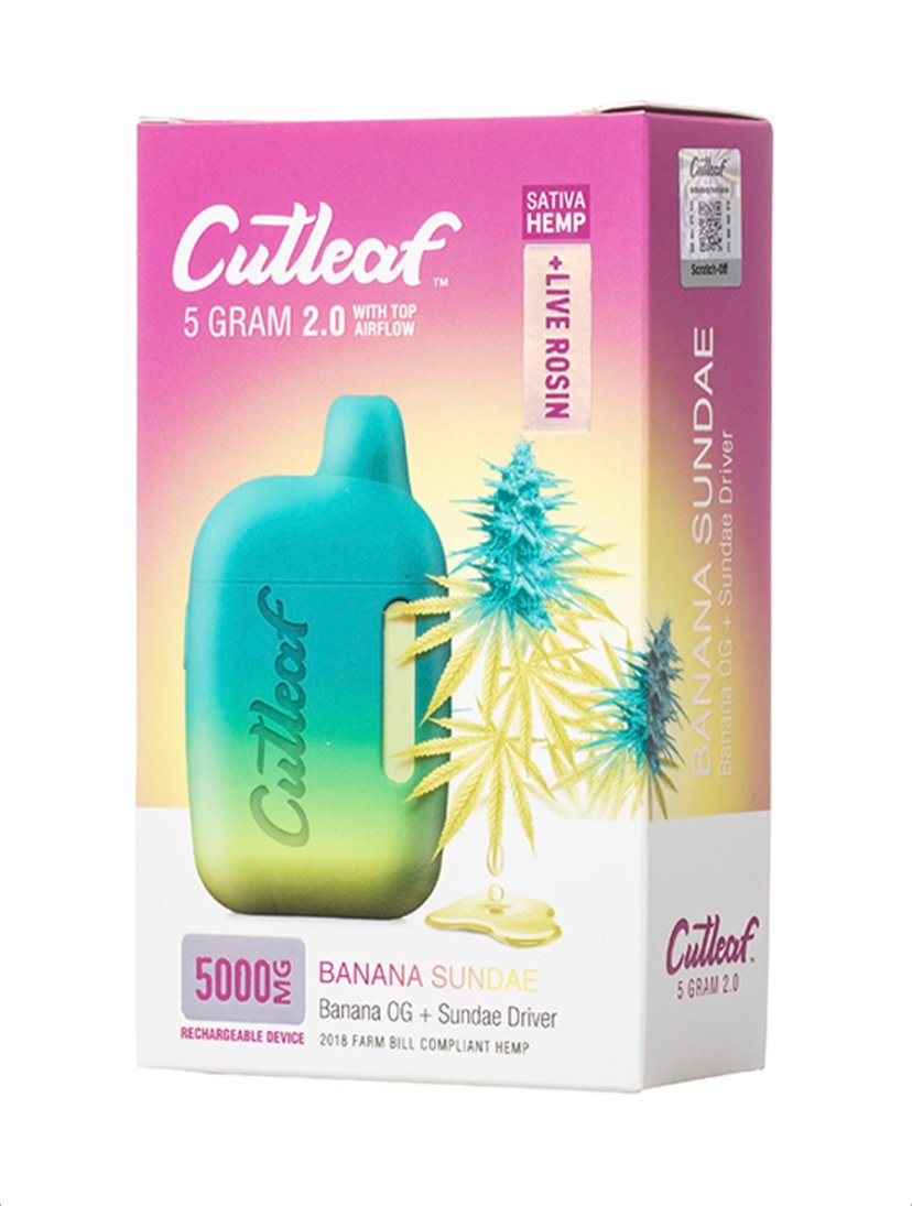 CBD Banana Sundae Sativa Cutleaf Live Rosin Disposable Vape 5G