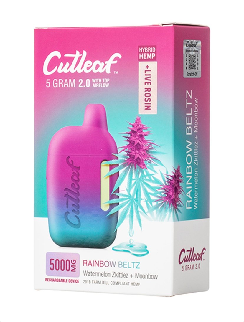 CBD Rainbow Beltz Hybrid Cutleaf Live Rosin Disposable Vape 5G