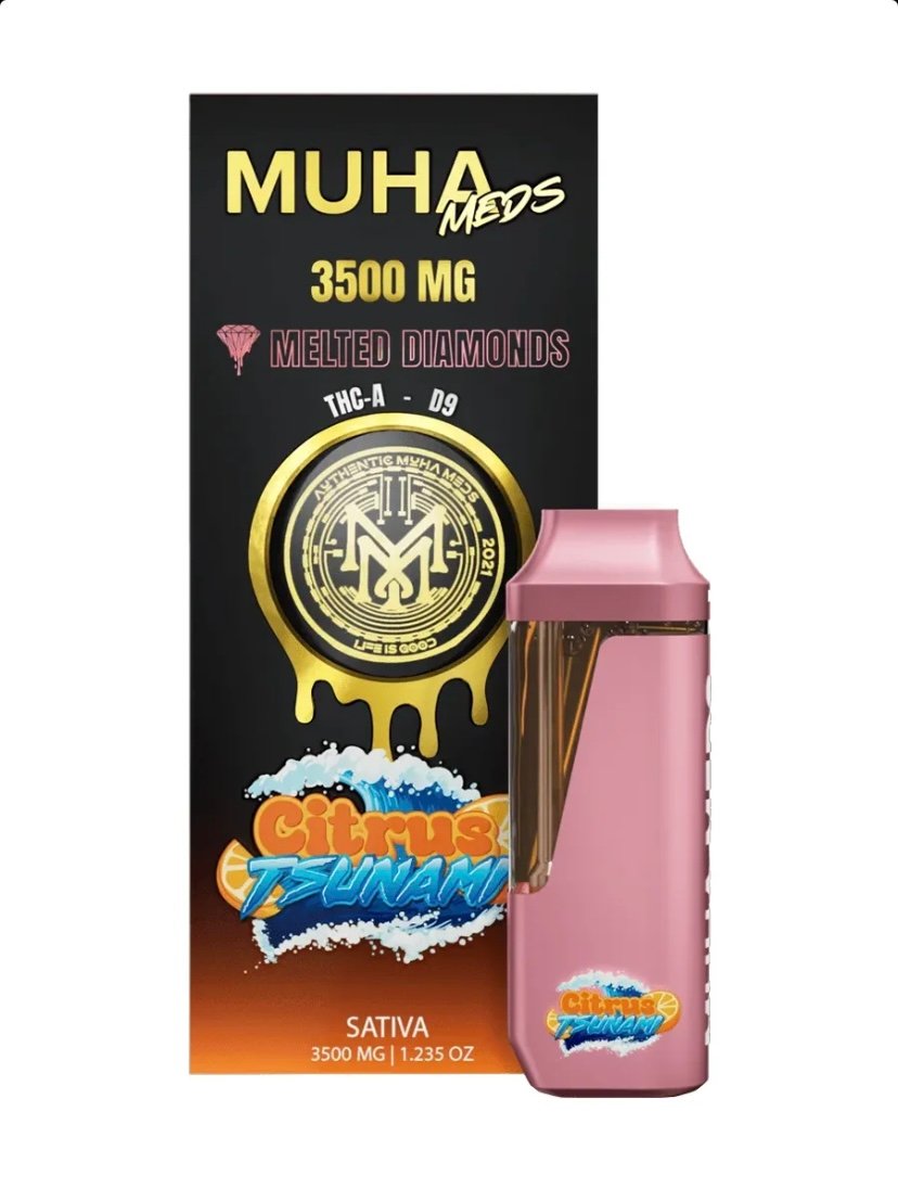 Citrus Citrus Tsunami Muha Meds THC-A Delta-9 Melted Diamonds Disposable 3.5G