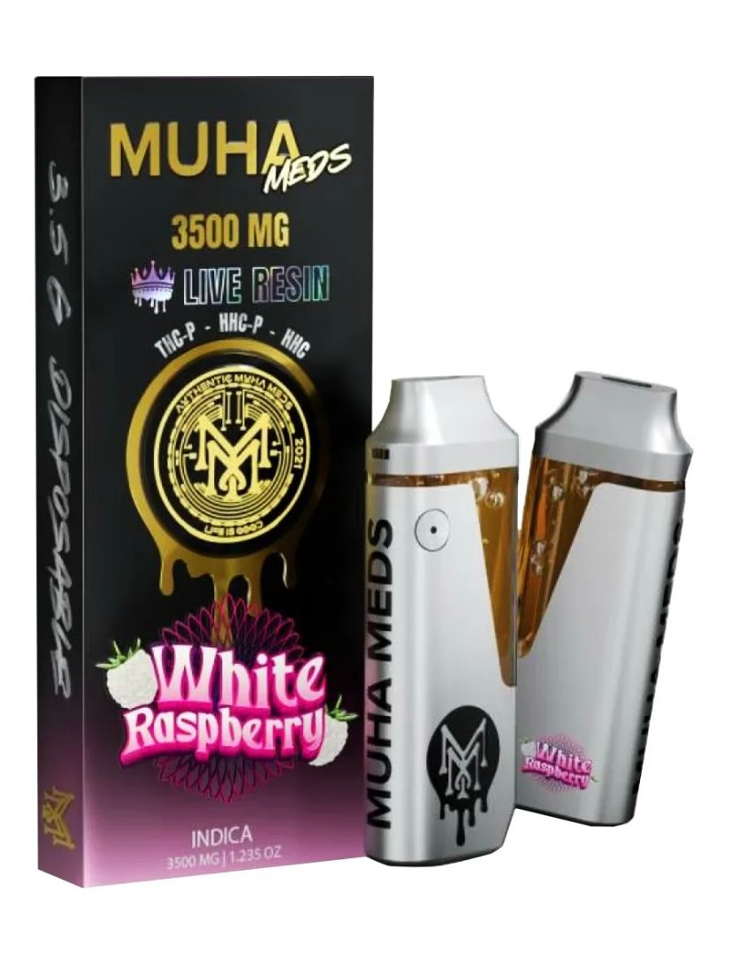 White White Raspberry Muha Meds Live Resin THCP+HHCP+HHC Vape 3500MG