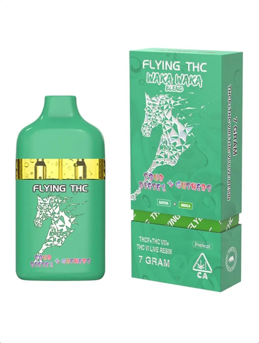 Delta 8 Sour Diesel + Gushers Flying Horse THC Waka Waka Blend Disposable 7G