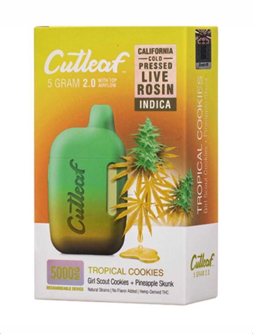 Delta 8 Tropical Cookies Cutleaf 2.0 CBD THC Live Rosin Vape 5G