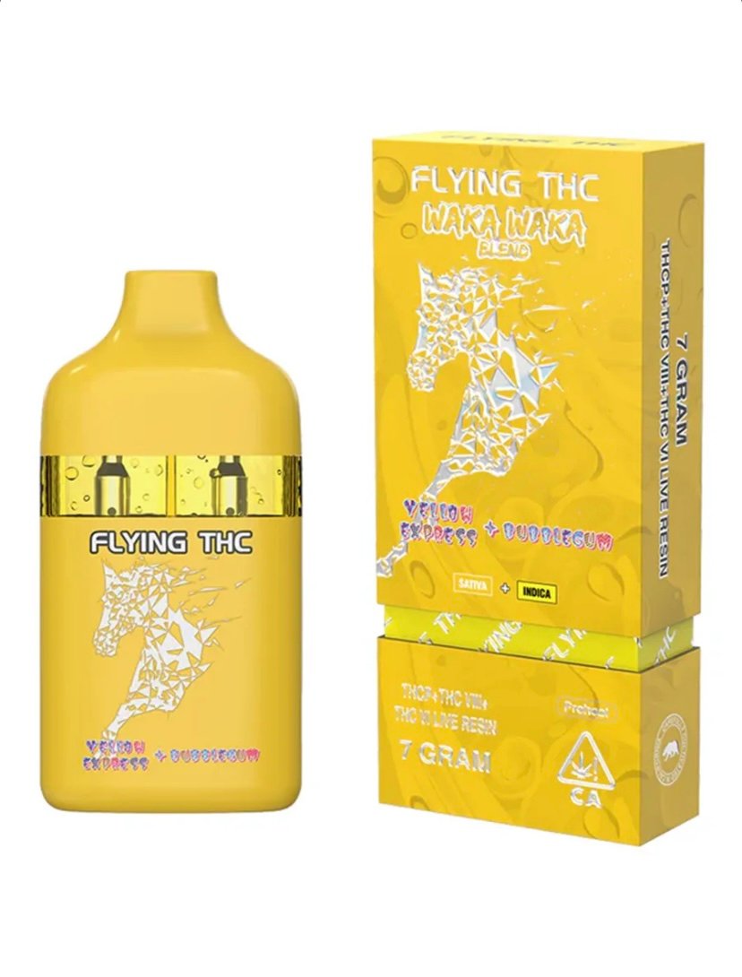 Delta 8 Yellow Express + Bubblegum Flying Horse THC Waka Waka Blend Disposable 7G