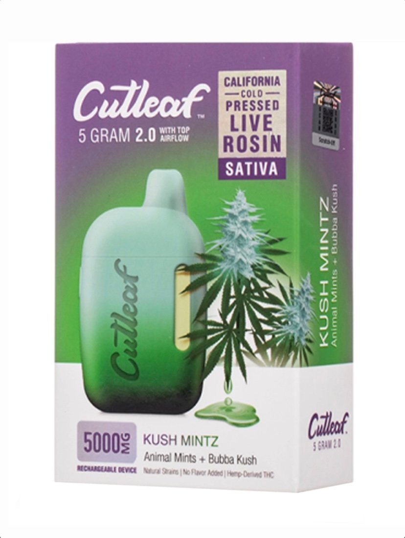 CBD Kush Mintz Cutleaf 2.0 CBD THC Live Rosin Vape 5G