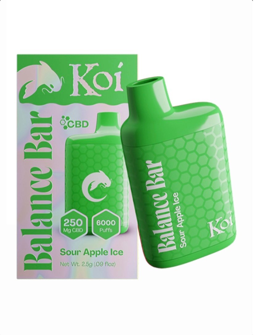 CBD Sour Apple Ice KOI Balance Bar CBD 6000 Puffs Disposable Vape